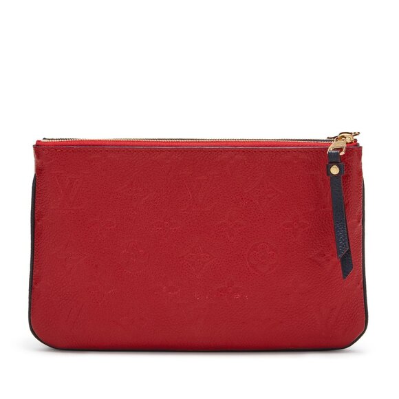 Louis VUITTON Navy and Red Monogram Empreinte Leather Double Zip Pochette - Picture 4 of 6